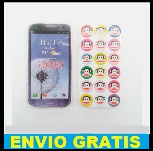 FUNDA CARCASA PARA SAMSUNG I9300 GALAXY S 3 PAUL FRANK MONKEY BLANCA MODELO 1
